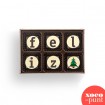 "feliz" (navidad/1) - Bombons de xocolata amb missatge - 6ut