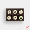 "feliz" (navidad/1) - Bombons de xocolata amb missatge - 6ut